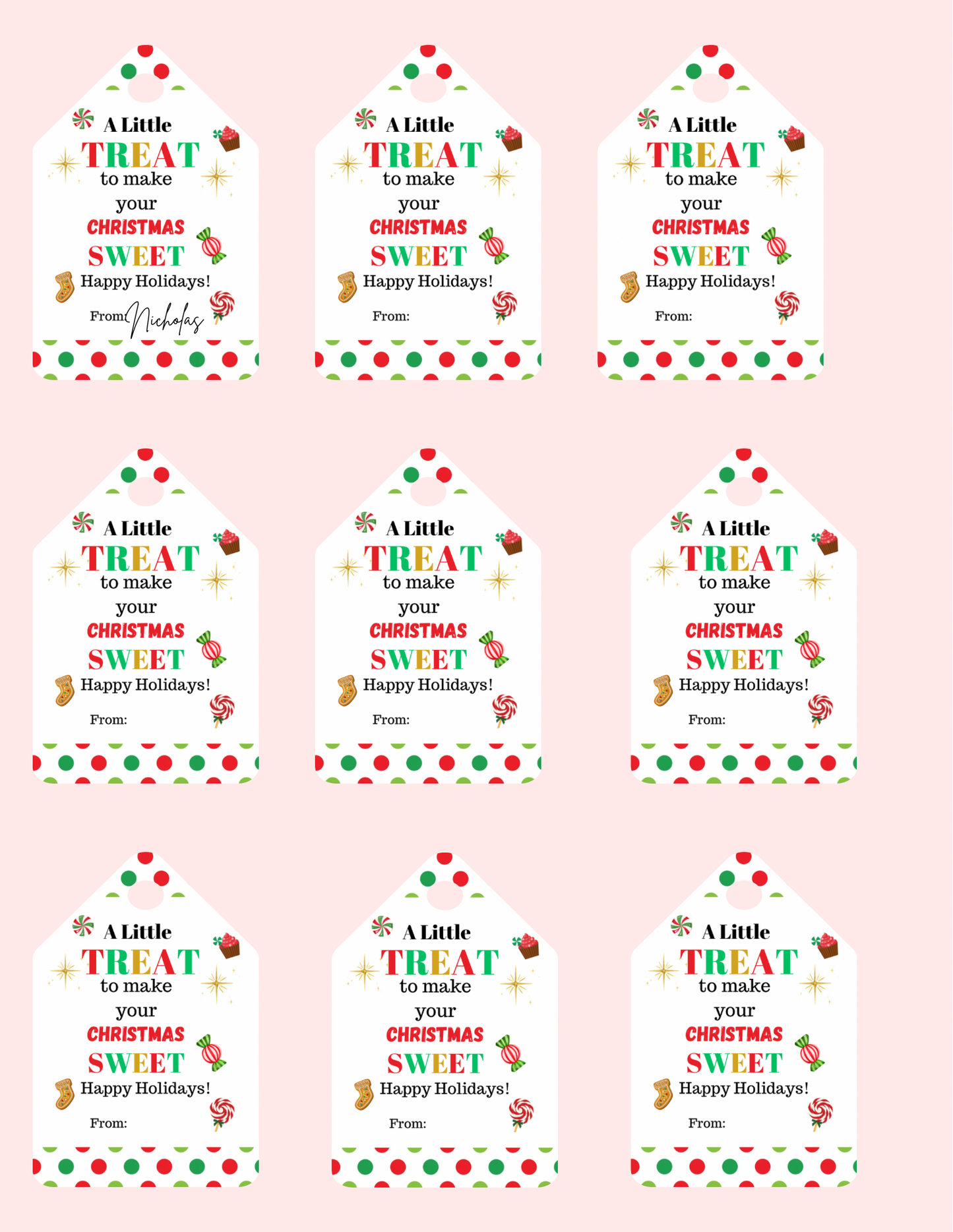 Christmas sweet treat tag