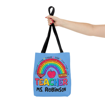 Rainbow Teacher Tote- Blue