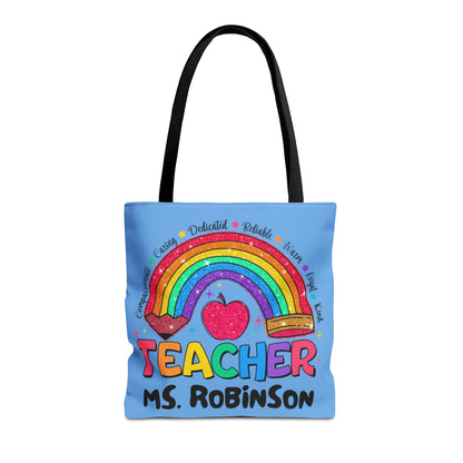 Rainbow Teacher Tote- Blue