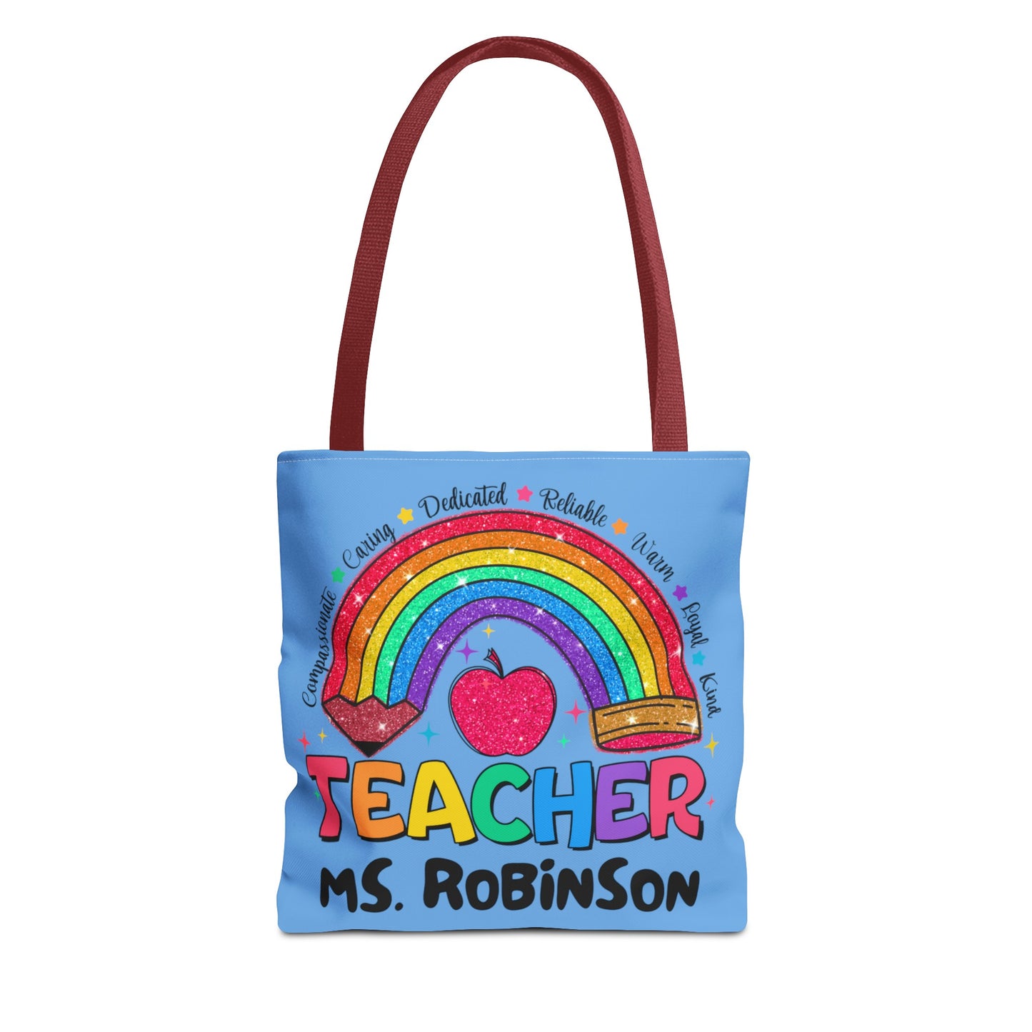 Rainbow Teacher Tote- Blue