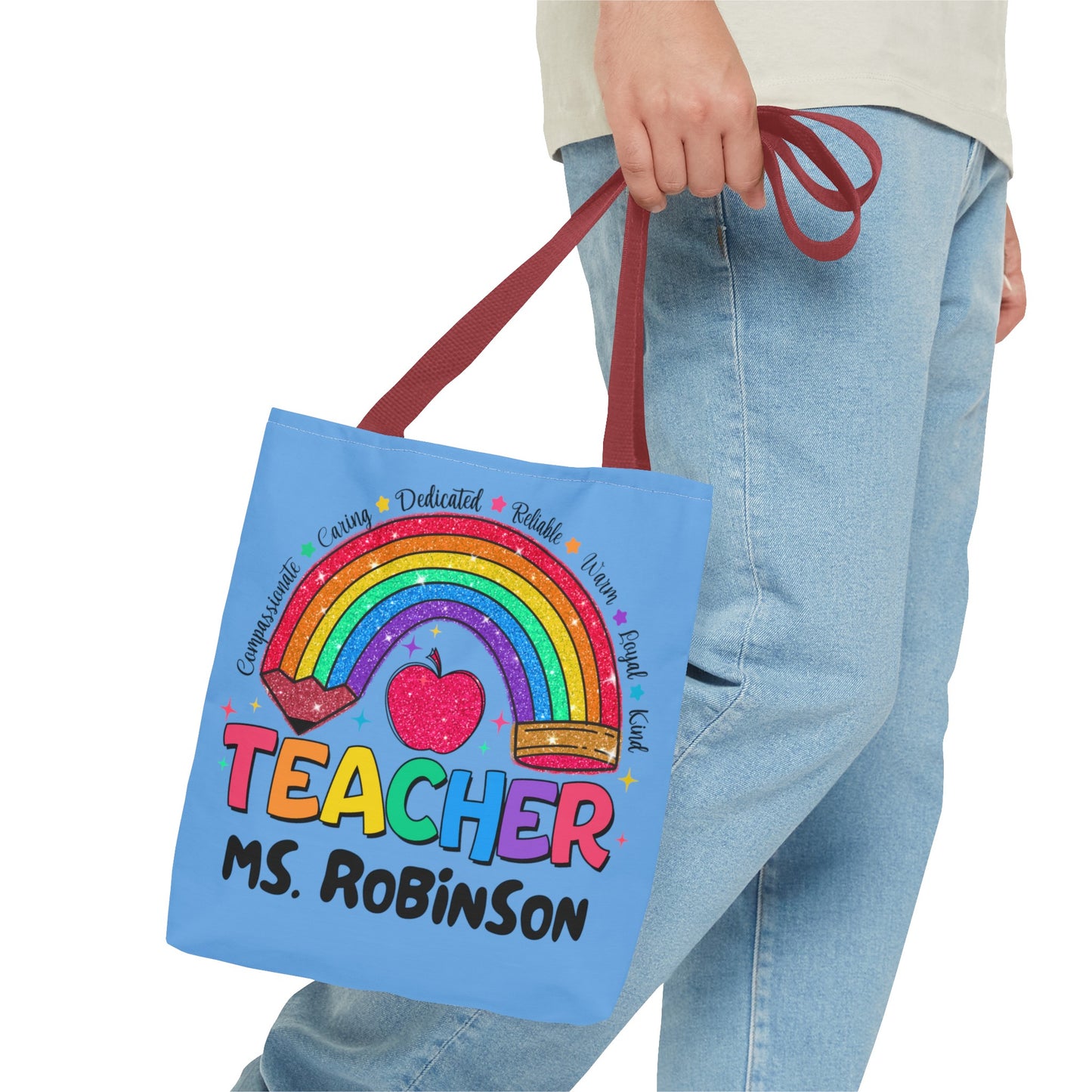 Rainbow Teacher Tote- Blue