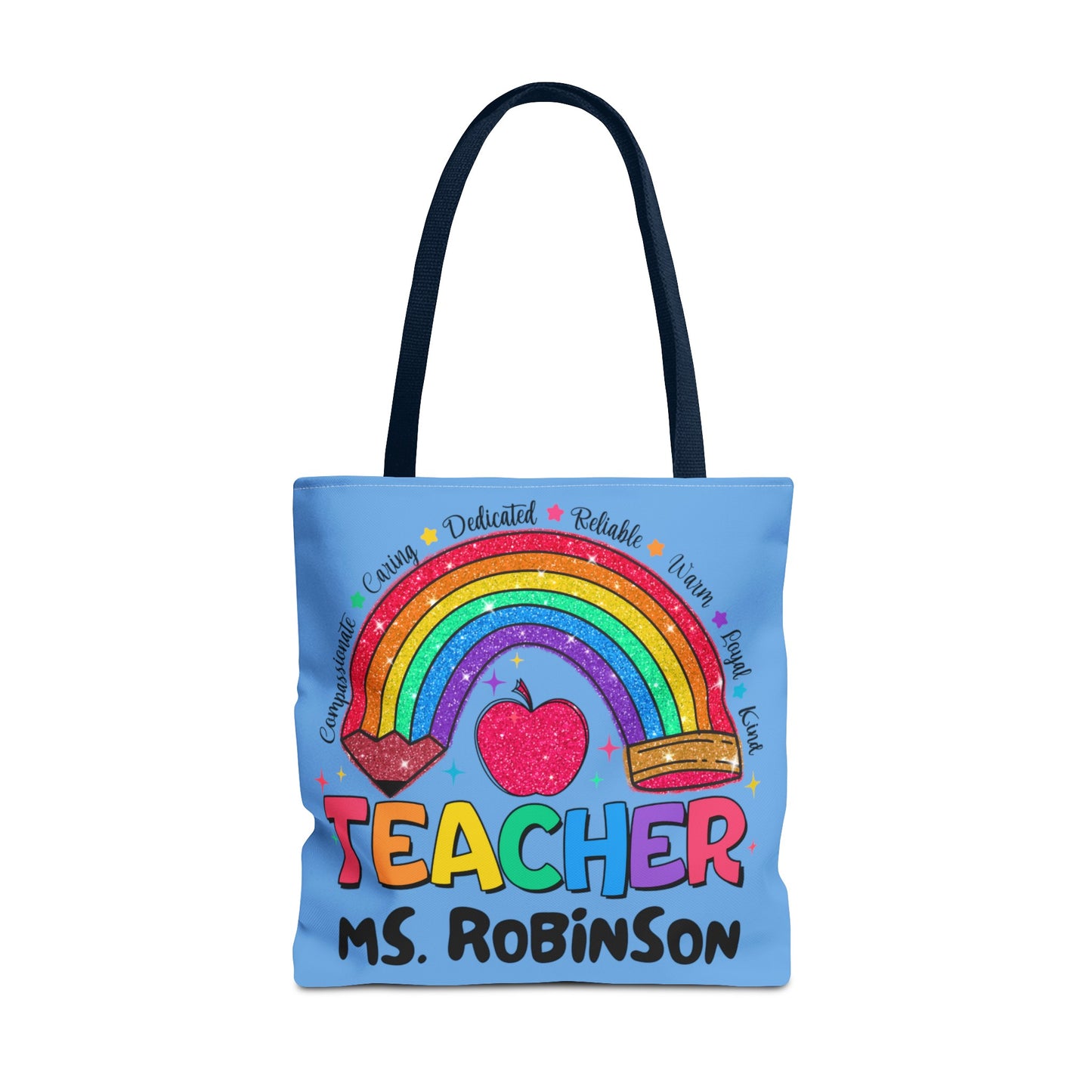 Rainbow Teacher Tote- Blue