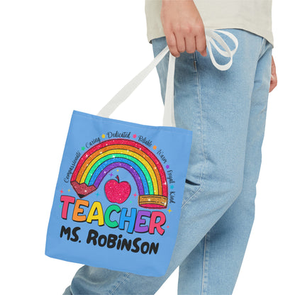 Rainbow Teacher Tote- Blue