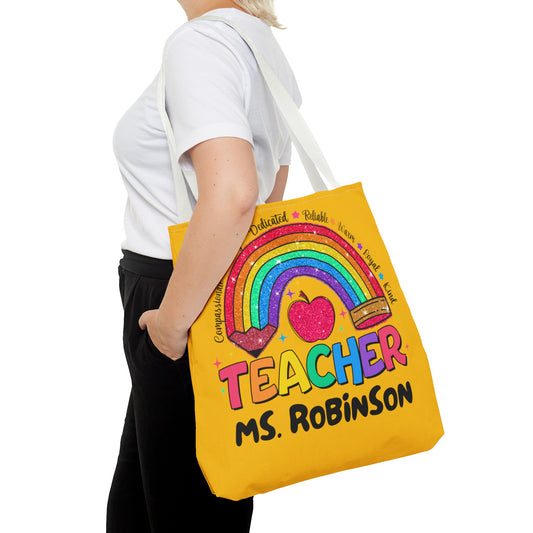 Rainbow Teacher Tote- Yellow