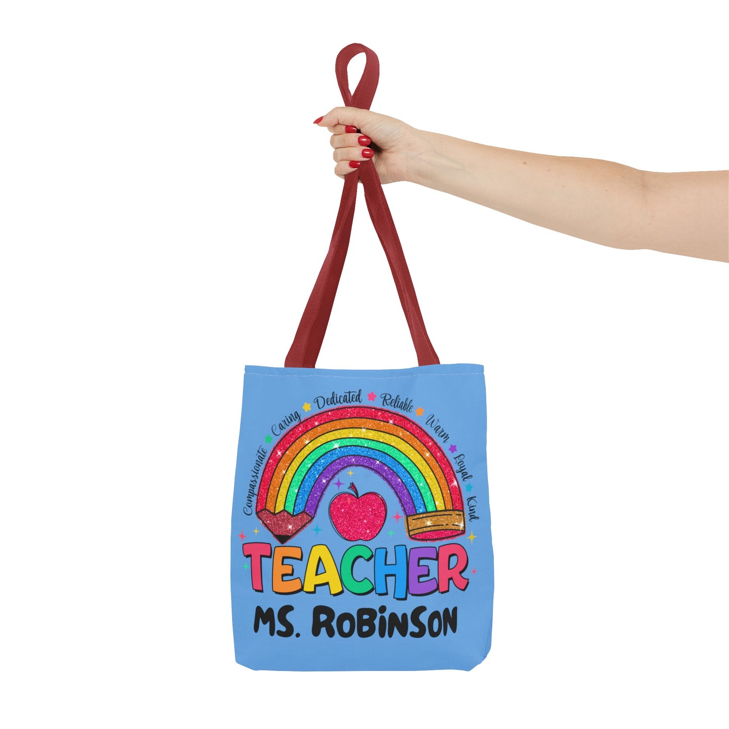 Rainbow Teacher Tote- Blue