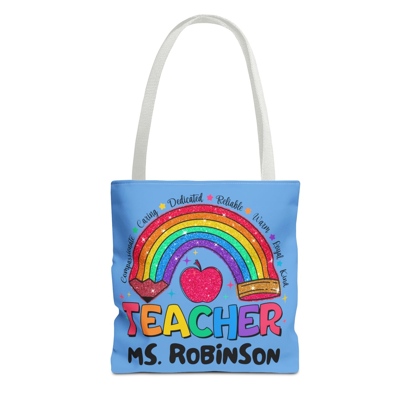 Rainbow Teacher Tote- Blue