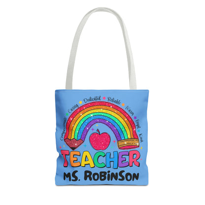 Rainbow Teacher Tote- Blue