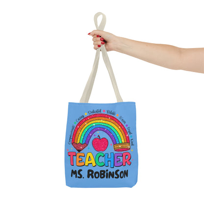 Rainbow Teacher Tote- Blue