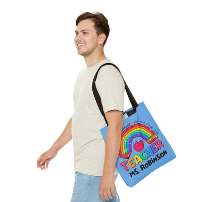 Rainbow Teacher Tote- Blue