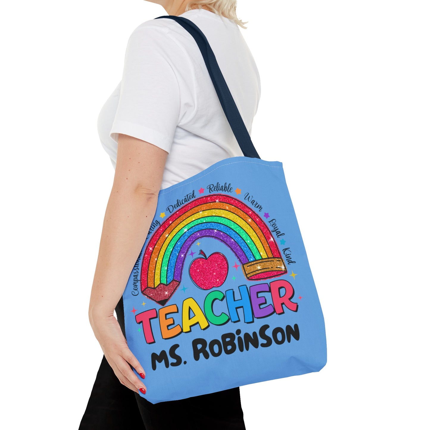 Rainbow Teacher Tote- Blue