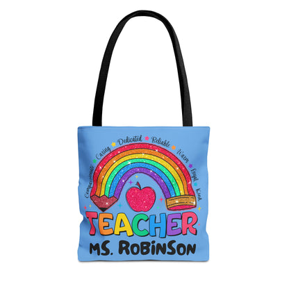 Rainbow Teacher Tote- Blue