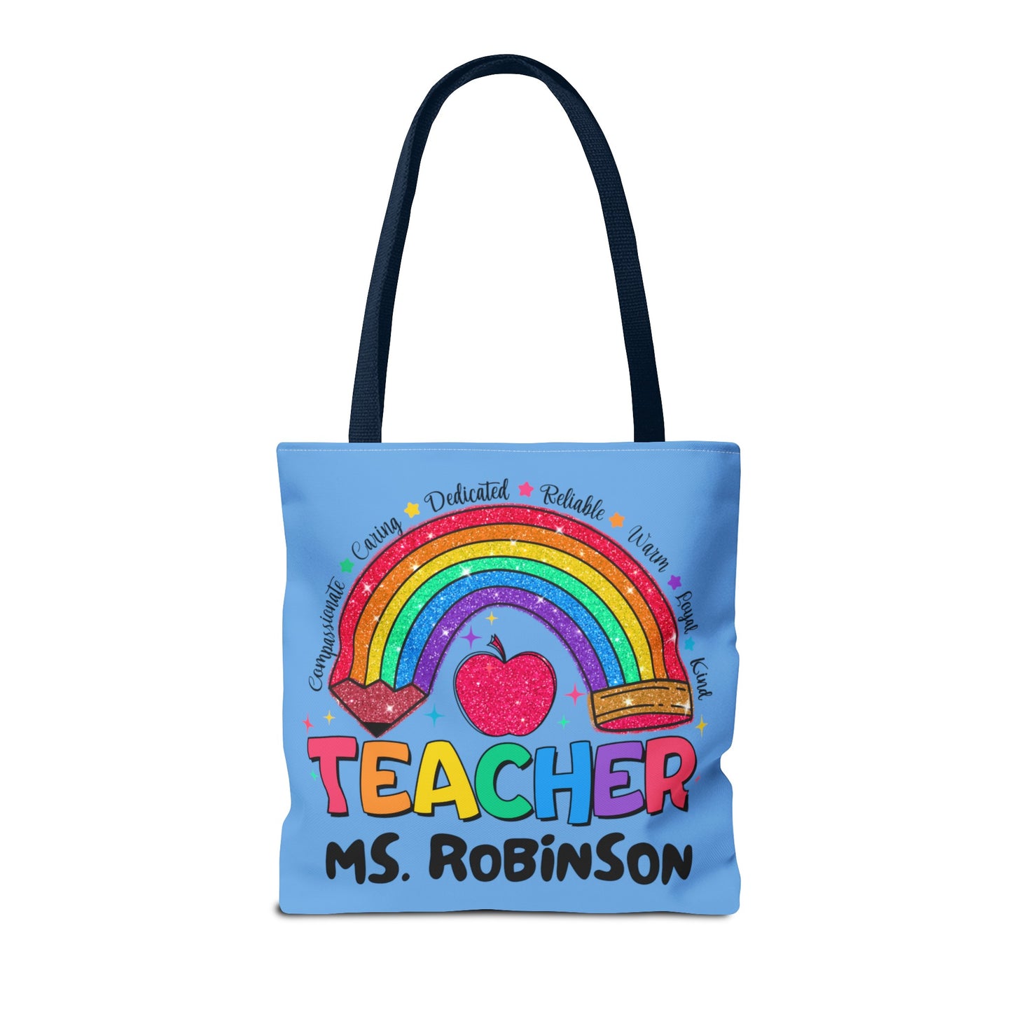 Rainbow Teacher Tote- Blue