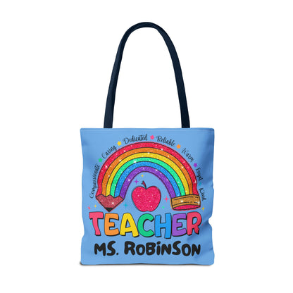 Rainbow Teacher Tote- Blue