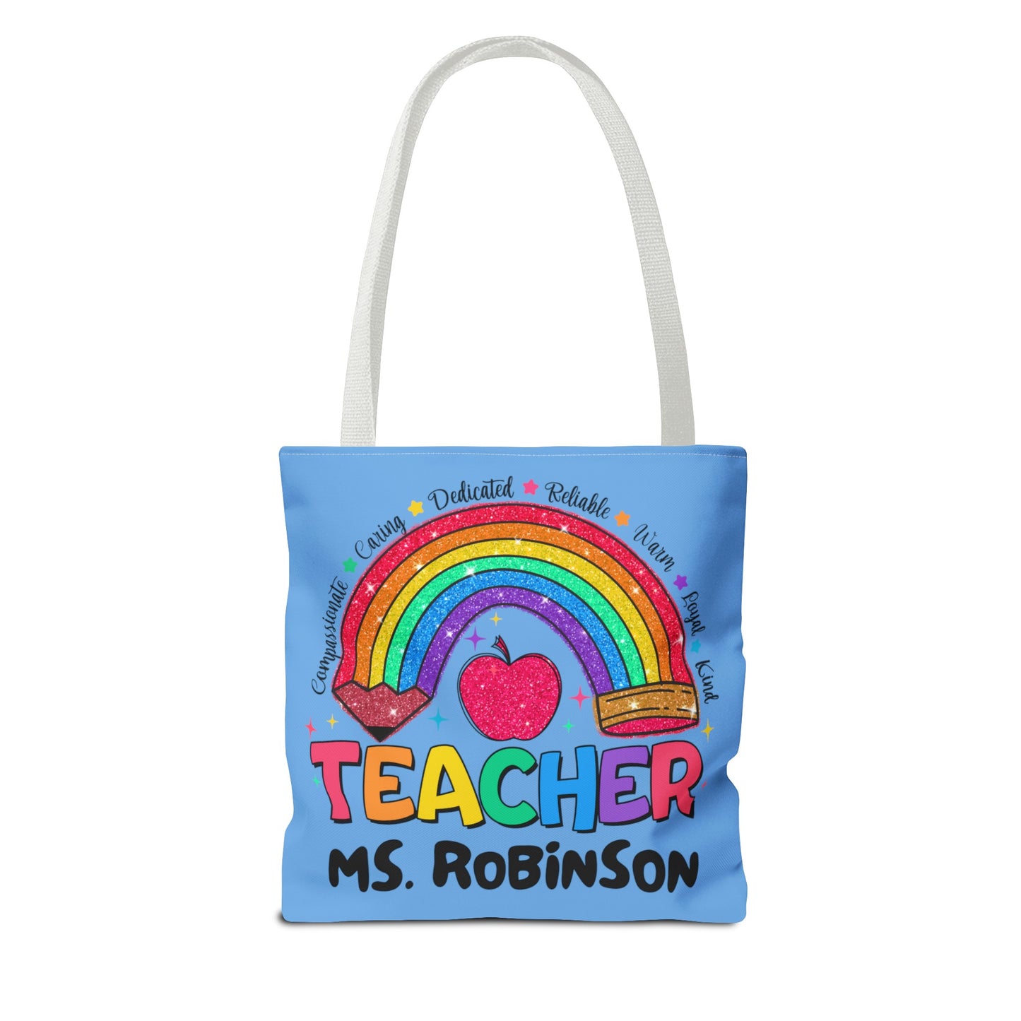 Rainbow Teacher Tote- Blue