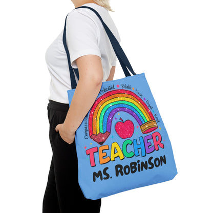 Rainbow Teacher Tote- Blue