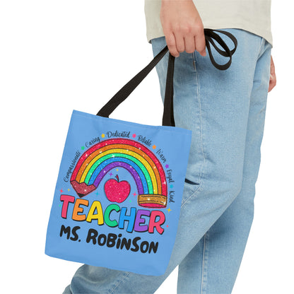 Rainbow Teacher Tote- Blue