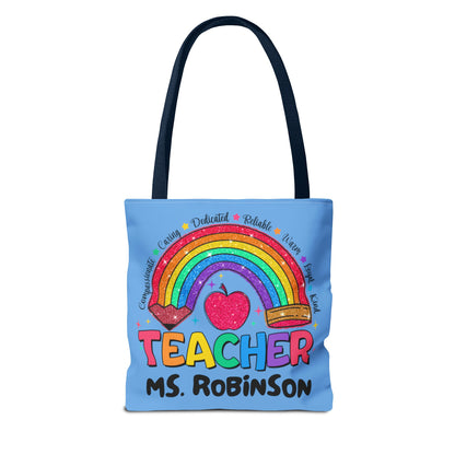 Rainbow Teacher Tote- Blue