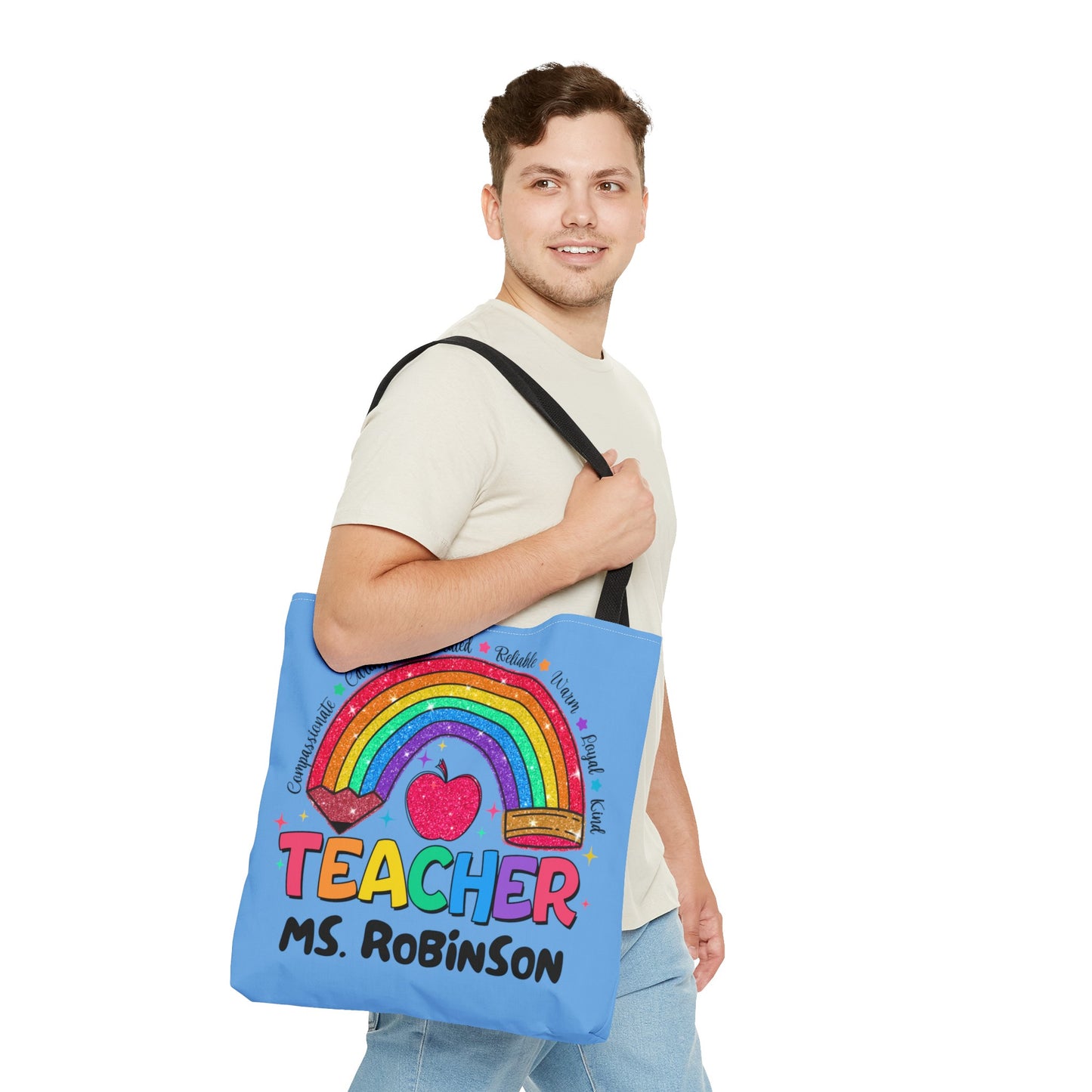 Rainbow Teacher Tote- Blue